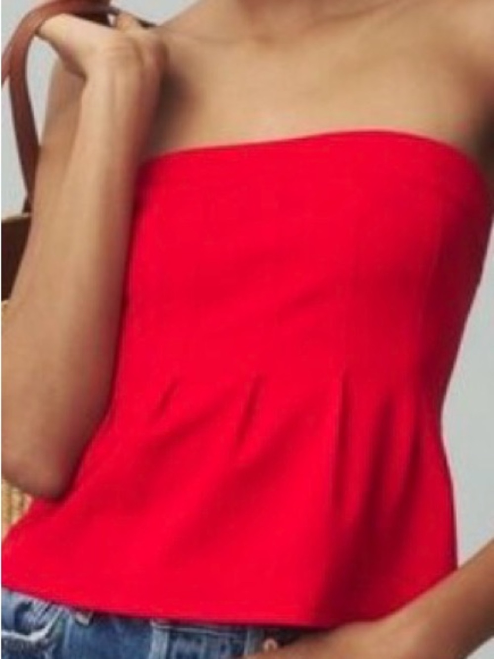 Anthropologie Maeve Red Strapless Peplum Camisole size Small